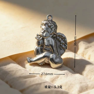 新品不锈钢复古小天使浮雕吊坠萌系宗教图腾挂坠 潮男女饰品配件
