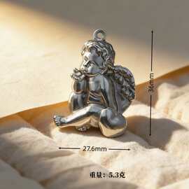 新品不锈钢复古小天使浮雕吊坠萌系宗教图腾挂坠 潮男女饰品配件