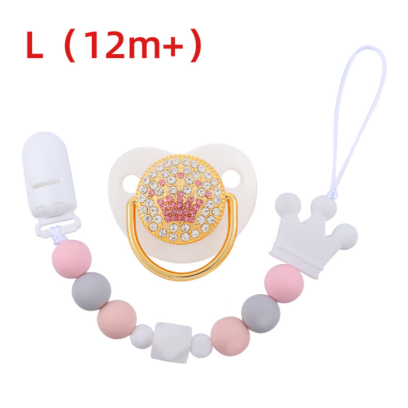 Bebé suministros corona chupete bebé silicona corona perlas mordedura chupete cadena anti-caída traje de cadena Nuevo