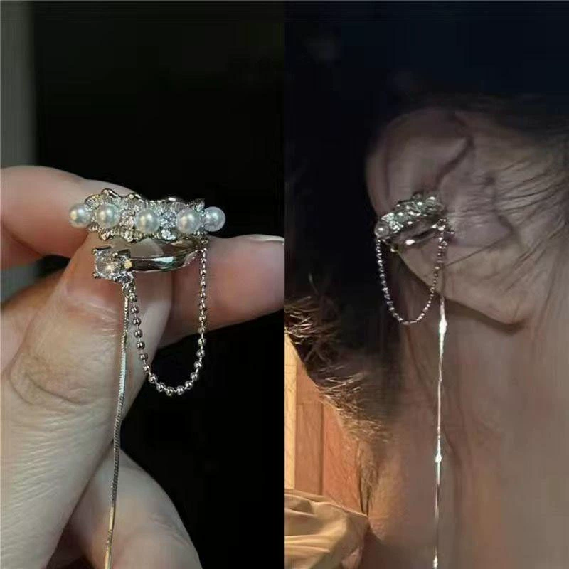 Длинные серьги-клипсы с кисточками, мелкий дизайн, для непрошитых ушей, легкая роскошь, яркий эффект