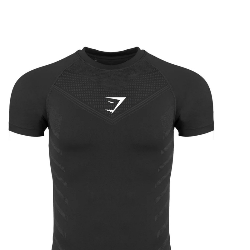 GYMSHARK New Running Sports Fitness T-shirt Top Breathable Tight Short Sleeve Casual Running Short Sleeve Shark