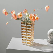 ins风迷你浮雕复古小花瓶摆件客厅插花玻璃透明水晶创意水培鲜花