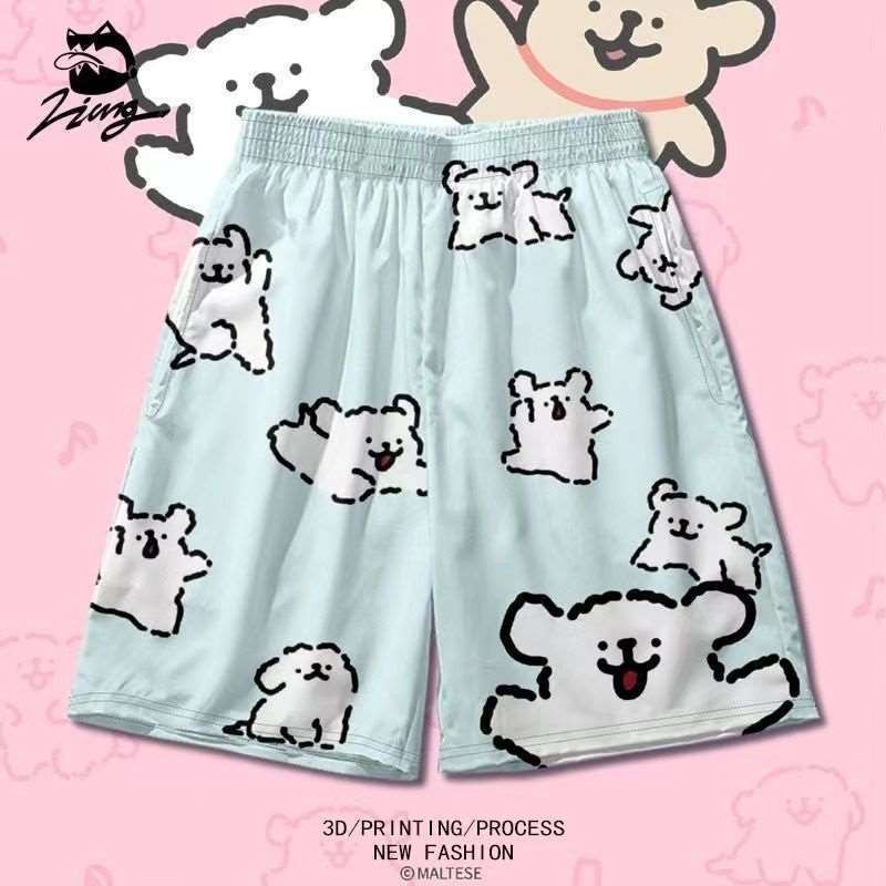 Summer thin men's and women's shorts, couple's loungewear, five-point pants, printed, loose, sporty, casual, quick-drying, beach shorts