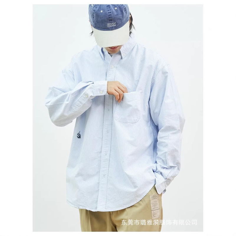 High-Quality Nautica Hasegawa Ultra-Loose Striped Lapel Shirt Cityboy Japanese Retro Casual Shirt High-Quality Nautica Hasegawa Ultra-Loose Striped Lapel Shirt Cityboy Japanese Retro Casual Shirt