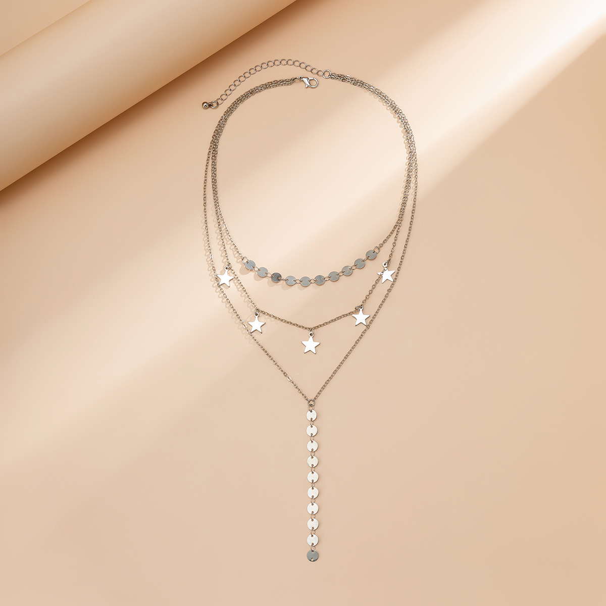 Juvelyriniai dirbiniai, metalinė grandinėlė, apvali lėkštė, kutai Hip Hop kelių sluoksnių sluoksniuotas išorinis karoliai moterims_voghion.com