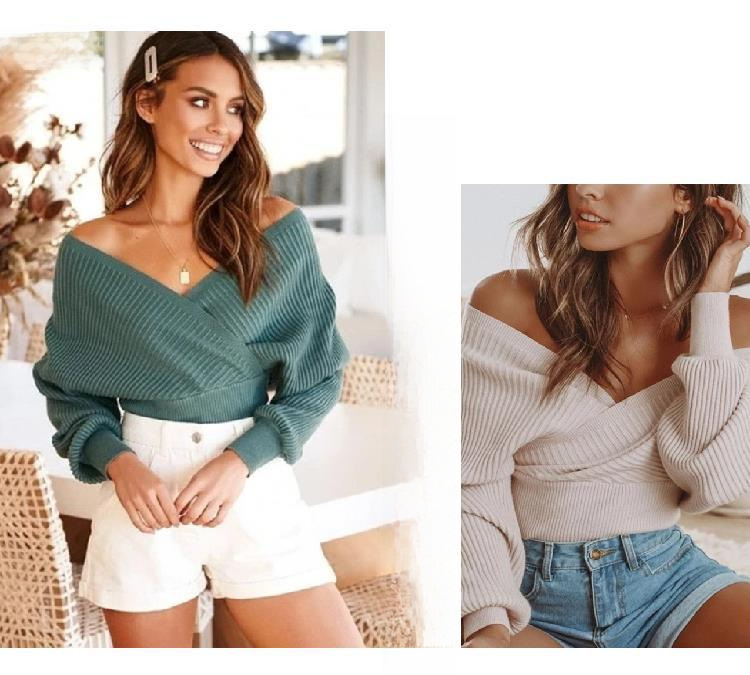 Pull en maille femme élégant manches longues coupe cintrée_voghion.com