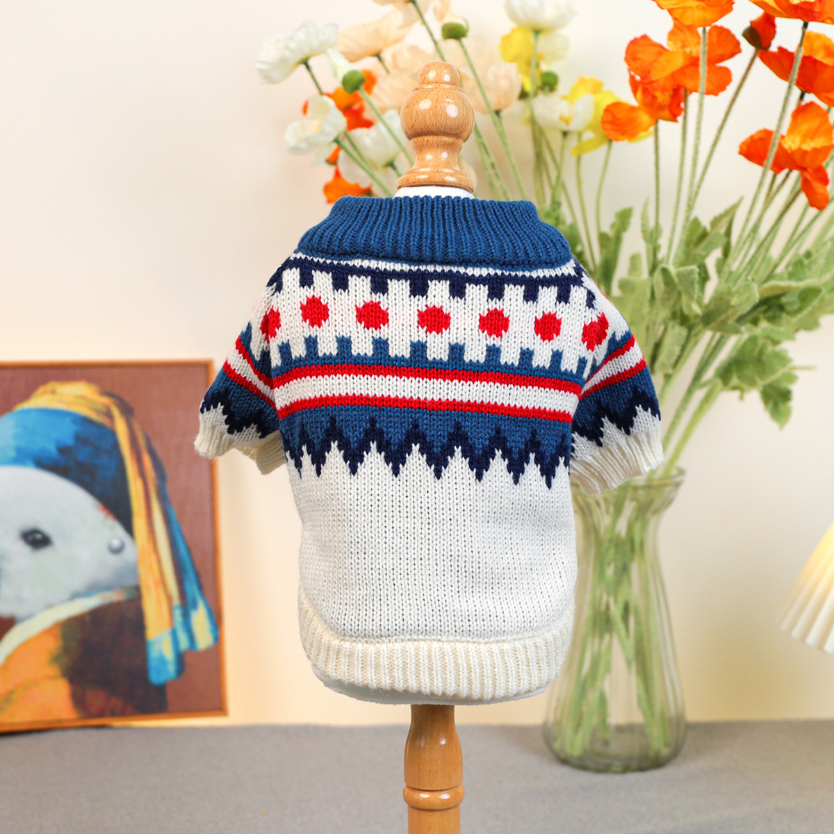 Suministro directo de fábrica otoño e invierno nuevo cálido y cómodo perro suéter ropa para mascotas gato ropa flores y flores suéter