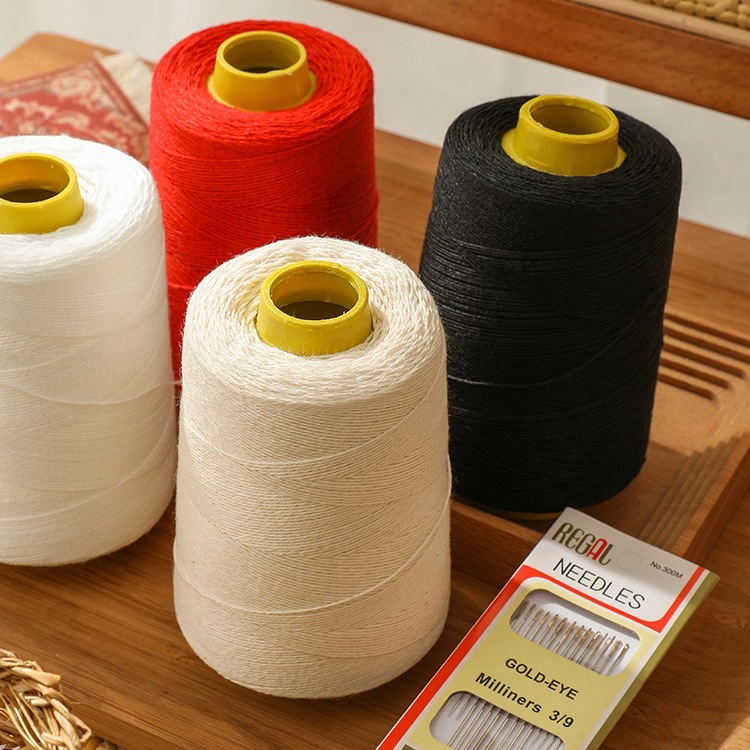 Kit de hilo de edredón de costura hecha a mano 3 hebras de hilo de edredón de costura gruesa, hilo de algodón blanco, hilo de algodón grueso antiguo