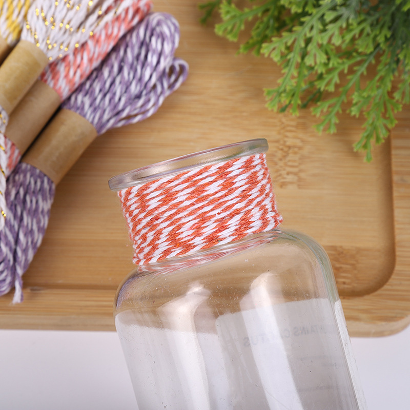 Color de fábrica de doble hilo de papel tejido cuerda DIY material de arte tejido de jardín de infantes algodón natural cuerda etiqueta transfronteriza