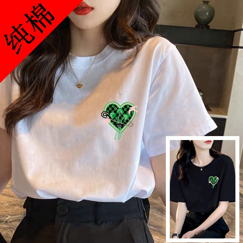 2025 New Summer Women's Short-Sleeved T-Shirt Pure Cotton Cross-Border K-Style Loose Hot Style Ins Trendy Top Dropshipping