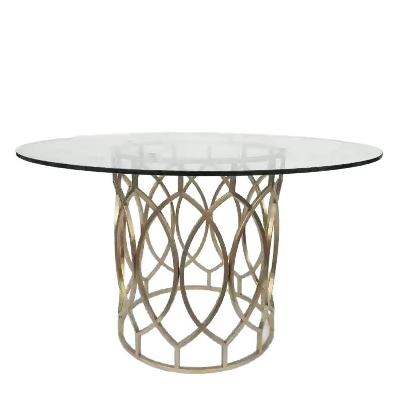 Mesa de comedor de vidrio de lujo ligero mesa de negociación de vidrio temperado alta sensación mesa de comedor de exportación