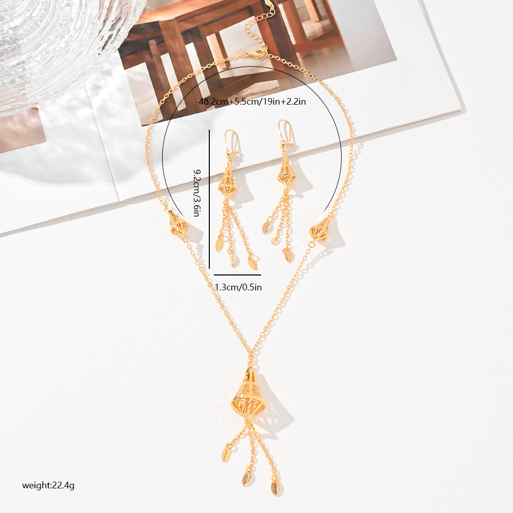 Joyería de moda europea y americana para mujeres bronce dorado pendientes de orejas collares opciones transfronterizas joyerías populares de Oriente Medio