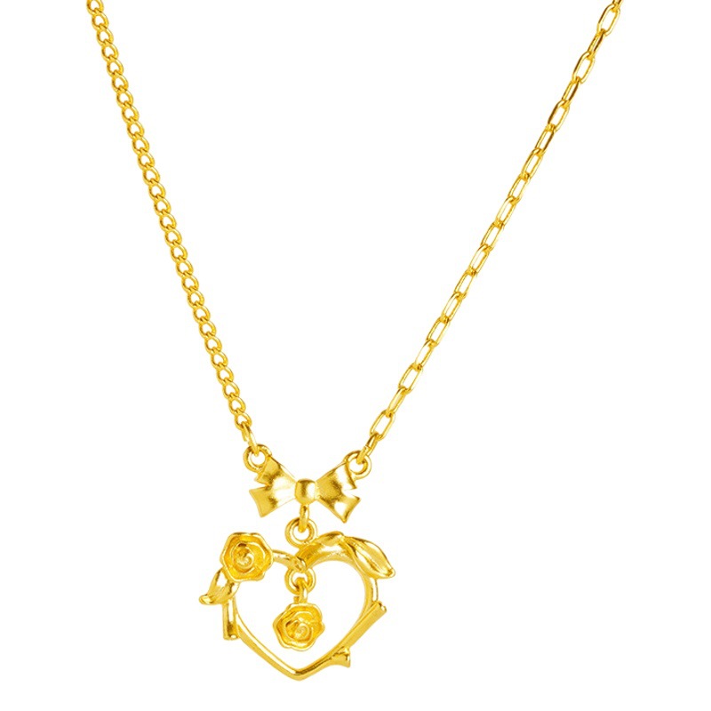 Corazón arco collar Rosa vid Vietnam arena joyería de oro estilo nacional accesorios a juego retro dulce suministro