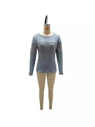2024 Cross-border European and American Amazon TEMU Independent Store Autumn New Color Blocking Patchwork Crew Neck Long Sleeve T-shirt