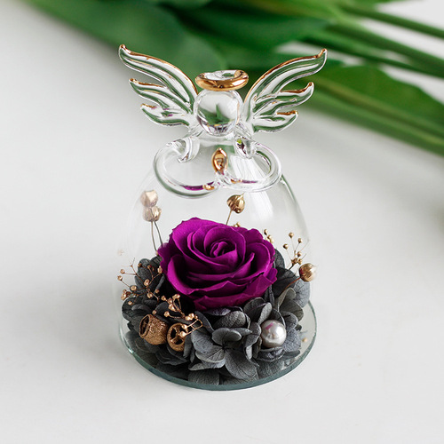 Mother's Day Gift Jewelry Box Gift Box Wholesale Valentine's Day Gift Rose Dried Flower Little Angel Everlasting Flower Finished Product