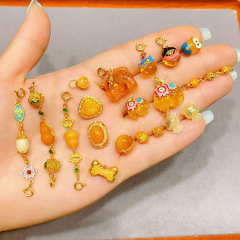 天然ミツロウチェーンつりバケツビーズs925シルバー金メッキアクセサリーネックレスブレスレットdiy半製品