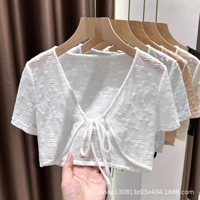 Cooling Lace-Up Sunscreen Cardigan for Women, 2025 New Style, Dress Outerwear, Summer Cool Lace Shawl/Coat