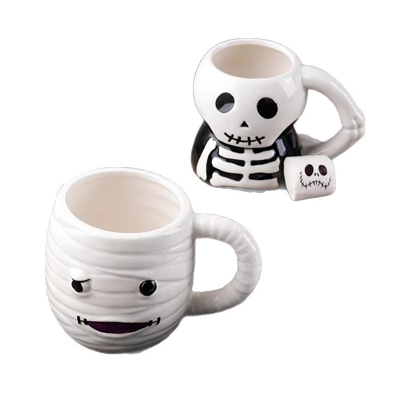 Taza de cerámica creativa de Halloween esqueleto / forma de momia extraña taza de cerámica Qin Sheng decoración de cubiertos diarios