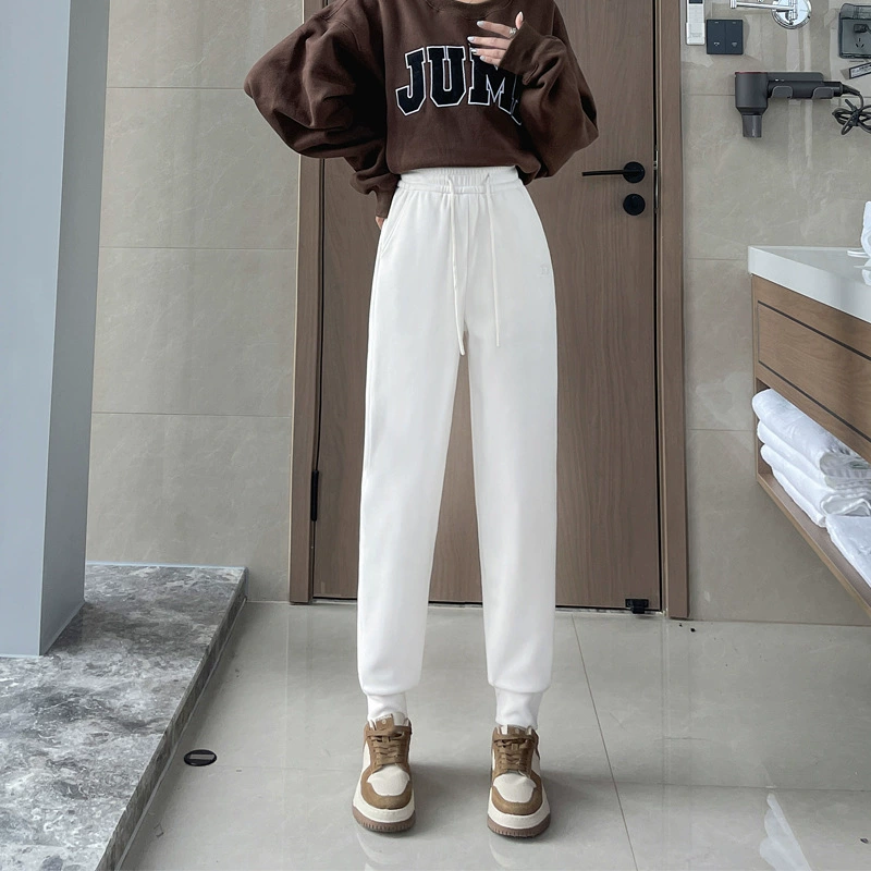 Windproof woolen winter fashionable keep warm trousers with down