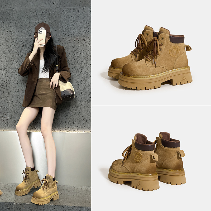 Cow Suede Martin Boots, Autumn High-Heeled Shoes, New Outdoor Hiking and Mountaineering Yellow Boots, Genuine Leather Work Boots in Stock Cow Suede Martin Boots, Autumn High-Heeled Shoes, New Outdoor Hiking and Mountaineering Yellow Boots, Genuine Leather Work Boots in Stock
