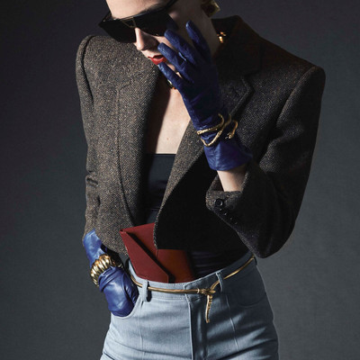 SLP22早秋新品杨幂同款垫肩羊毛外套 小香风直角肩呢子小西装南油