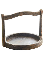 Solid wood retro portable tea ceremony accessories basket Chinese food box hotel B&B home round tray fruit basket