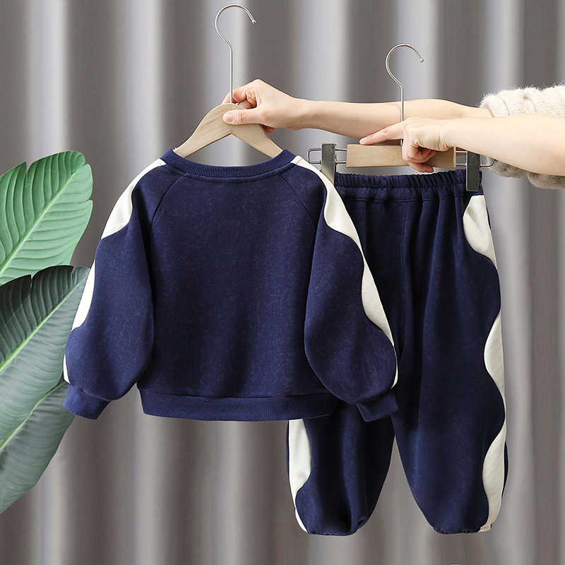 6144 Traje deportivo para niños Primavera y otoño 2024 Nuevo vestido para niños Estilo occidental Suéter de otoño para bebés Traje de dos piezas