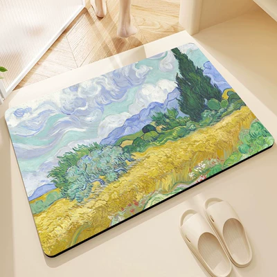 Avtomobil döşəmə paspasları — Oil Painting Style Bathroom Floor - cypress-4060cm-upgraded-version-of-diatom-mud