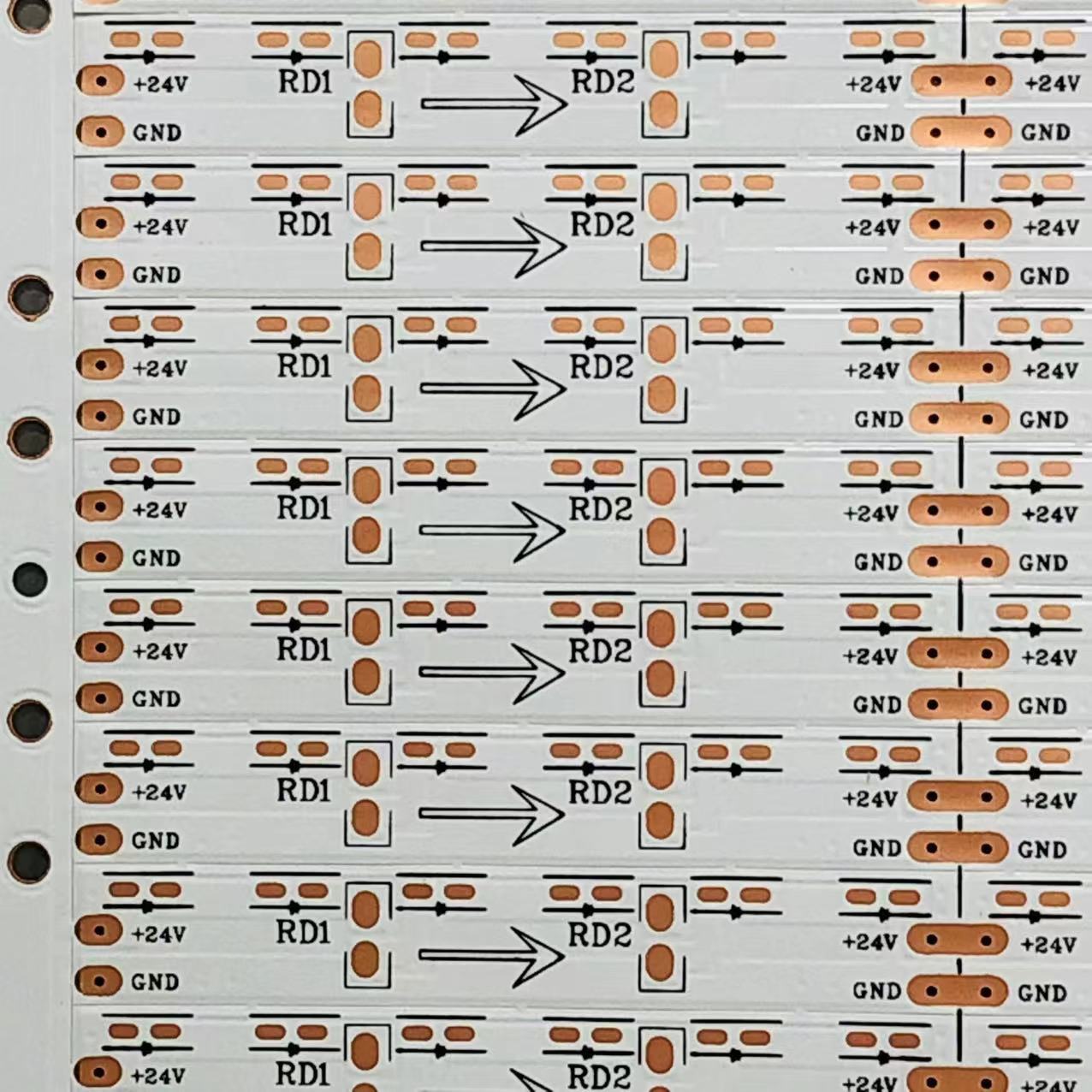 FPC软灯条板3014 24V 120D/M 6D2R 侧发光正1反2 双面500*8MM*30