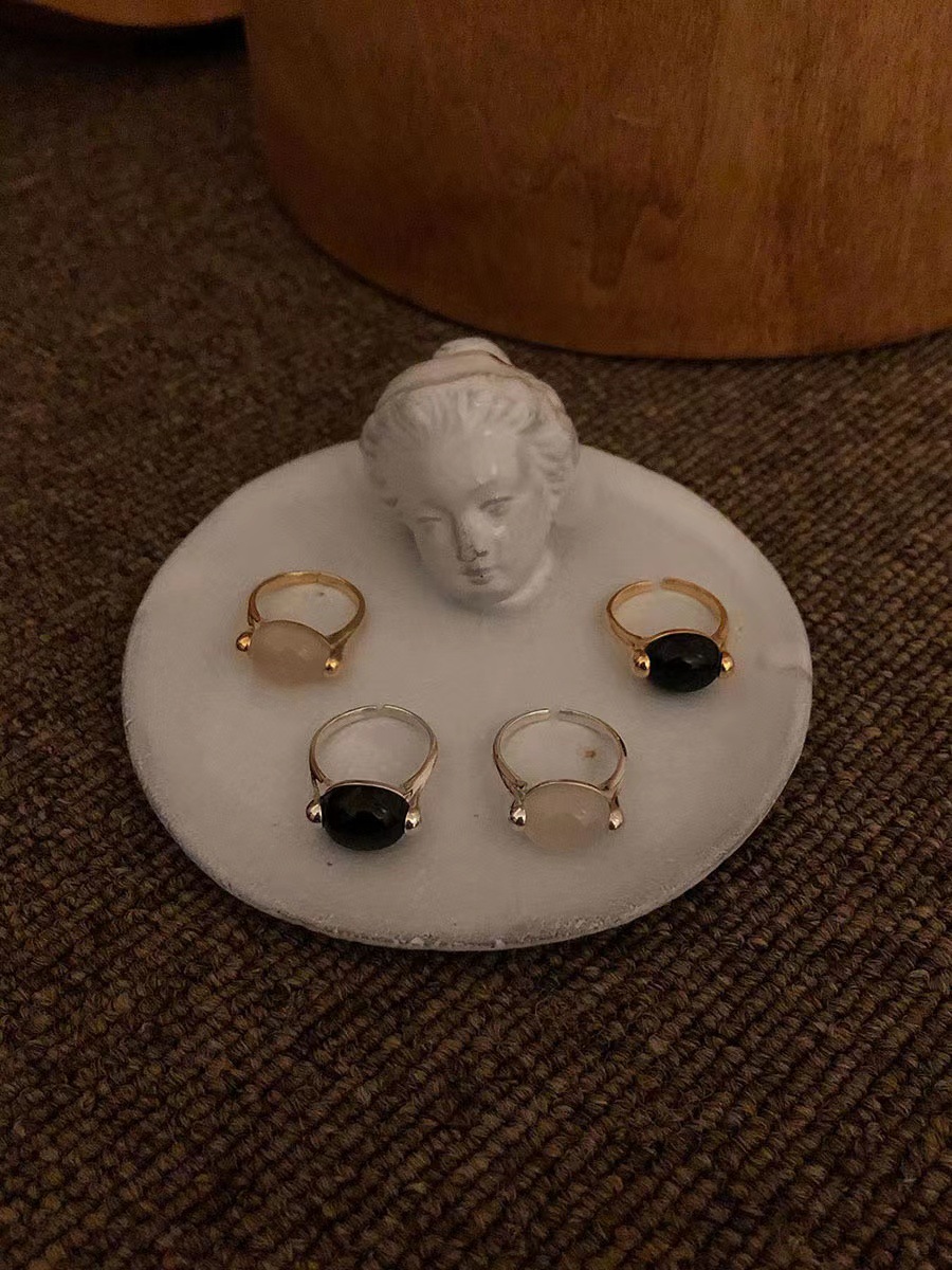 925 Sterling Silber Achat Oval Offener Ring display picture 3