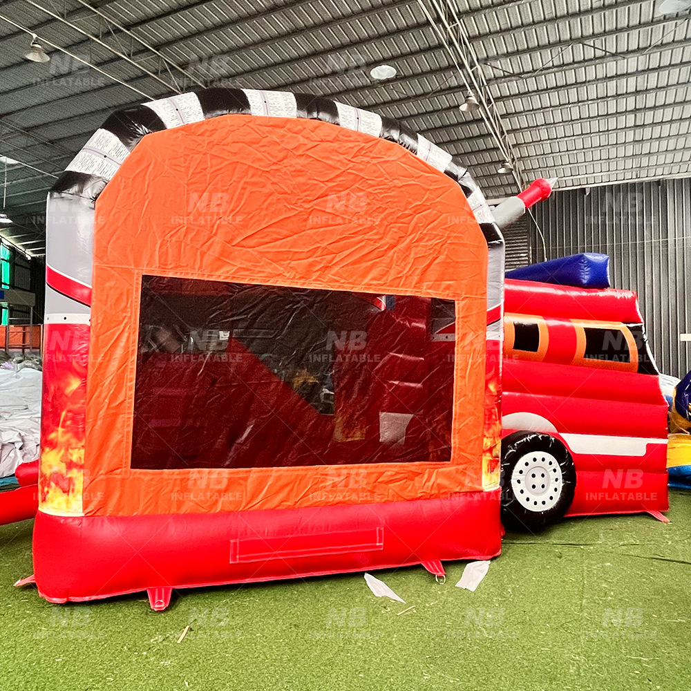 Gran camión de bomberos inflables combatiente casa rebotante combinación infantil inflables castillo de jumping cama parque de atracciones