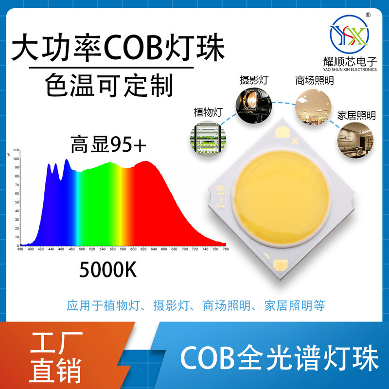 フルスペクトル36v COBランプビーズ撮影ランプ商业照明用太阳スペクトルハイパワー60WワットLEDランプビーズ|undefined