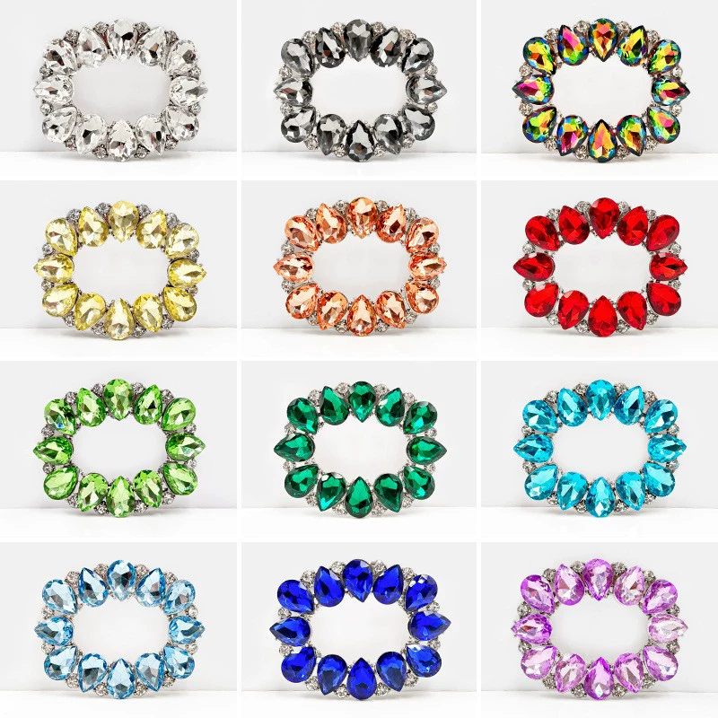 Эстетические свадебные туфли в ближневосточном стиле, пряжка с цветочной вставкой, геометрическая обувь с полным бриллиантом, универсальная съемная пряжка для обуви со стразами «сделай сам»