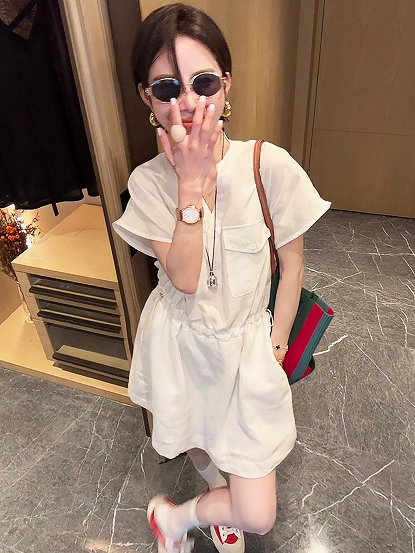 Dress, shirt, skirt, for teenagers, drawstring