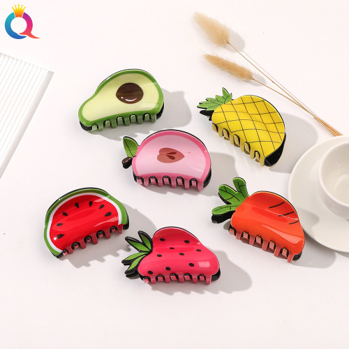 Korean acrylic fruit vegetables, scratching shark head dish hair clip to fashion hair headwear