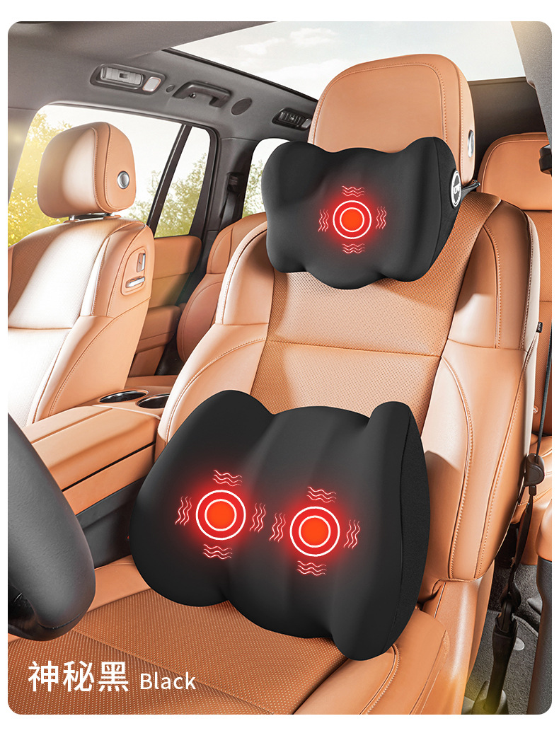 Car lumbar support electric massage heating waist pad seat back cushion driver waist pad car suit headrest pair