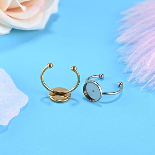 New stainless steel disc ring holder with opening U-shaped adjustable ring welding time gemstone holder diy jewelry accessories