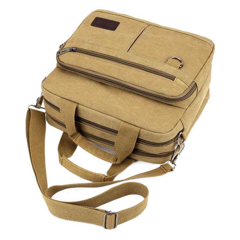 Men's portable briefcase horizontal canvas men's bag business laptop bag shoulder slung cloth bag wholesale