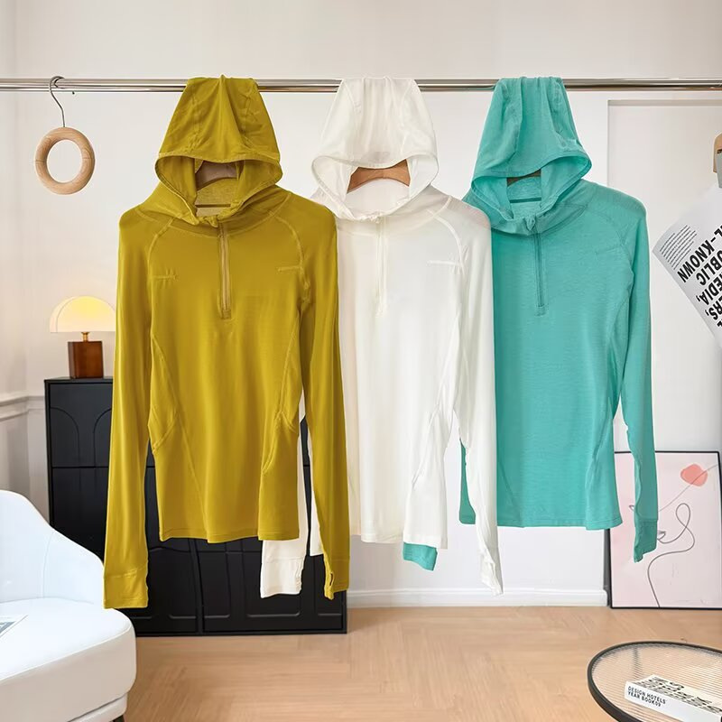 Factory Orders~Outdoor Merino Wool Quick-Dry Clothing, Hiking and Mountaineering Sun Protection Hoodie, Mesh Long-Sleeve T-Shirt for Women