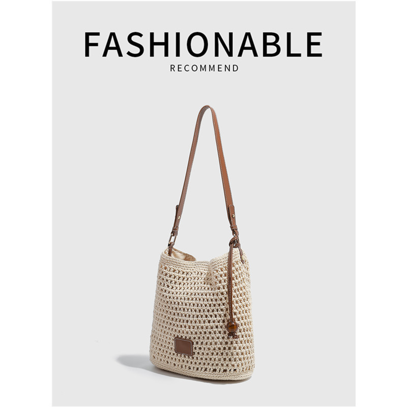 Woven Hollow-Out Bag for Women 2026 New Spring and Summer Seaside Vacation Travel Tote Bag Beach Bag Single Shoulder Underarm Bag