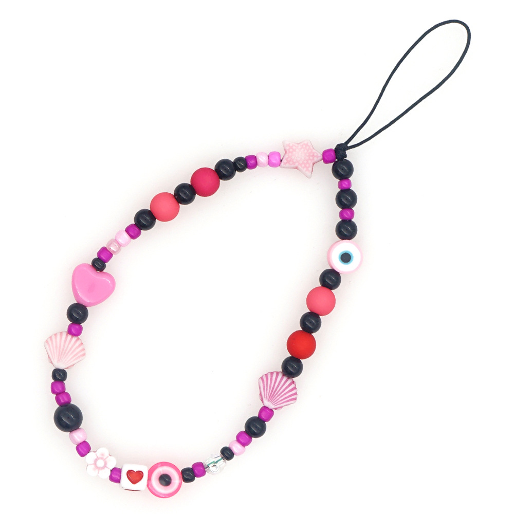 Wholesale Accessories Acrylic Black Round Eye Shell Shape Beaded Mobile Phone Chain Nihaojewelry display picture 6