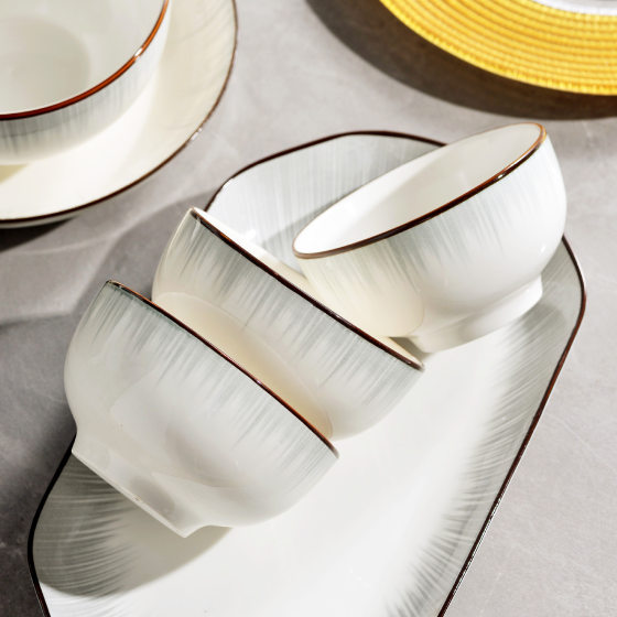 Household Light Luxury Bowl Soup Bowl 2024 New Ceramic Tableware suit Bowl Chopsticks Bowl Rice Bowl Plate Combination Simple