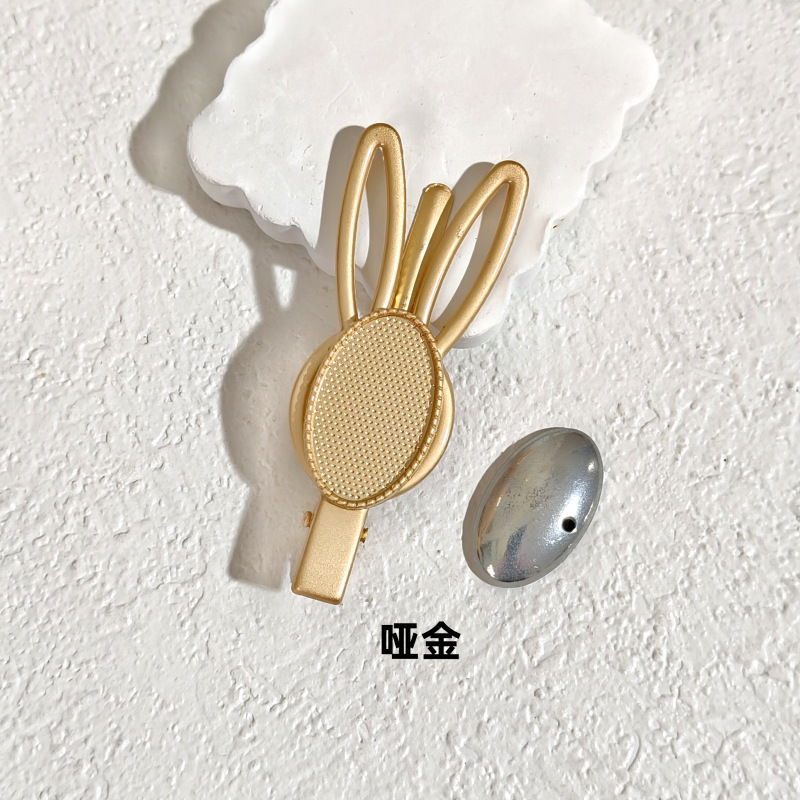南朵饰品 哑金 diy宋锦发夹配件空托布艺镶嵌底托刘海夹发饰材料|undefined