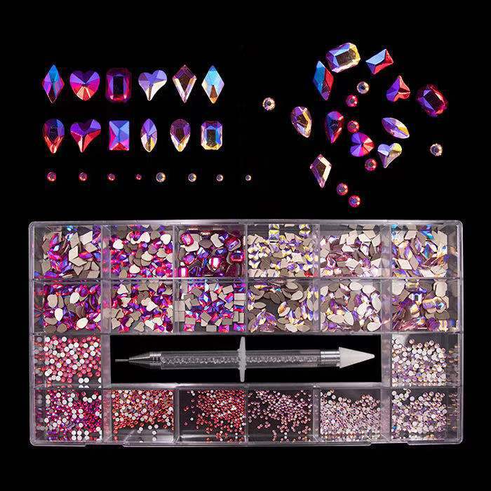 Comercio exterior transfronterizo 21 rejilla de uñas taladro especial en forma de diamante Amazon traje de uñas DIY joyería de uñas taladro de uñas