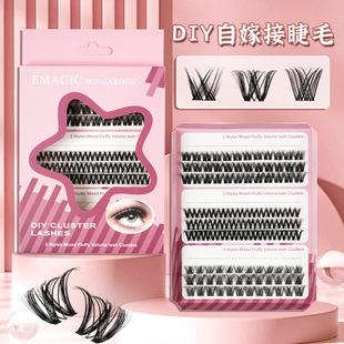 European and American Cross-border Segmented Single Cluster Thick Self-grafting and Curly Three-dimensional Mixed-up Mirror False Eyelash Factory in stock
