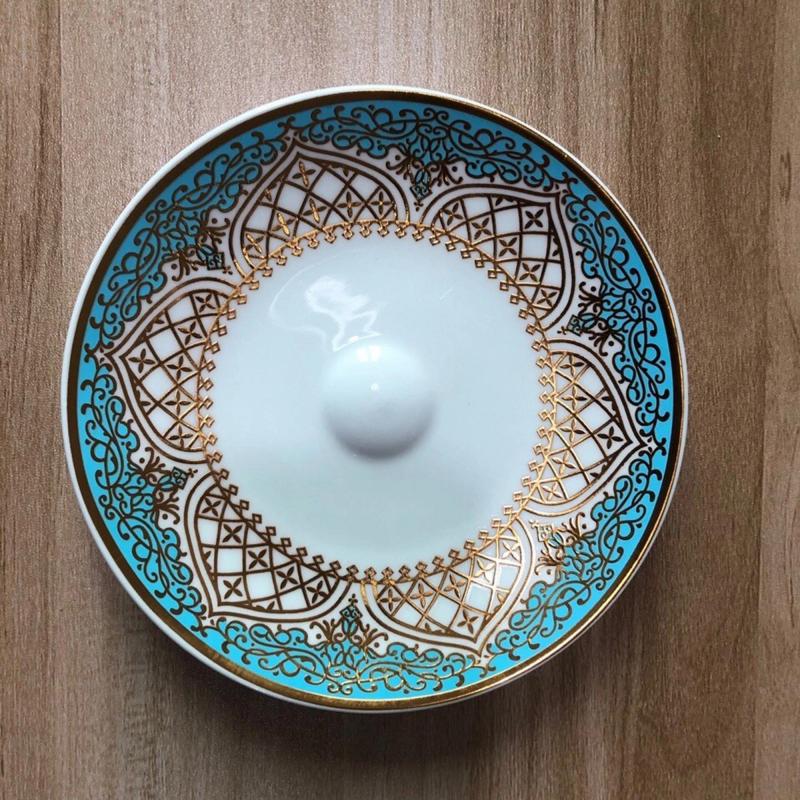 PK7J European export Turkish style gold red high-temperature resistant teacup and coffee cup set with saucers