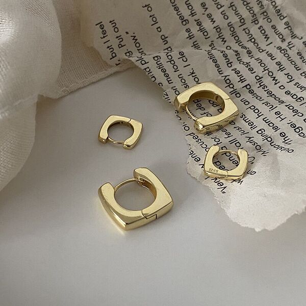 Geometric square small design fashionable retro earrings