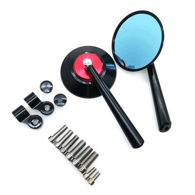 Motorcycle rearview mirror Vehicle Cnc Rearview Mirror - round-rearview-mirror-black-red