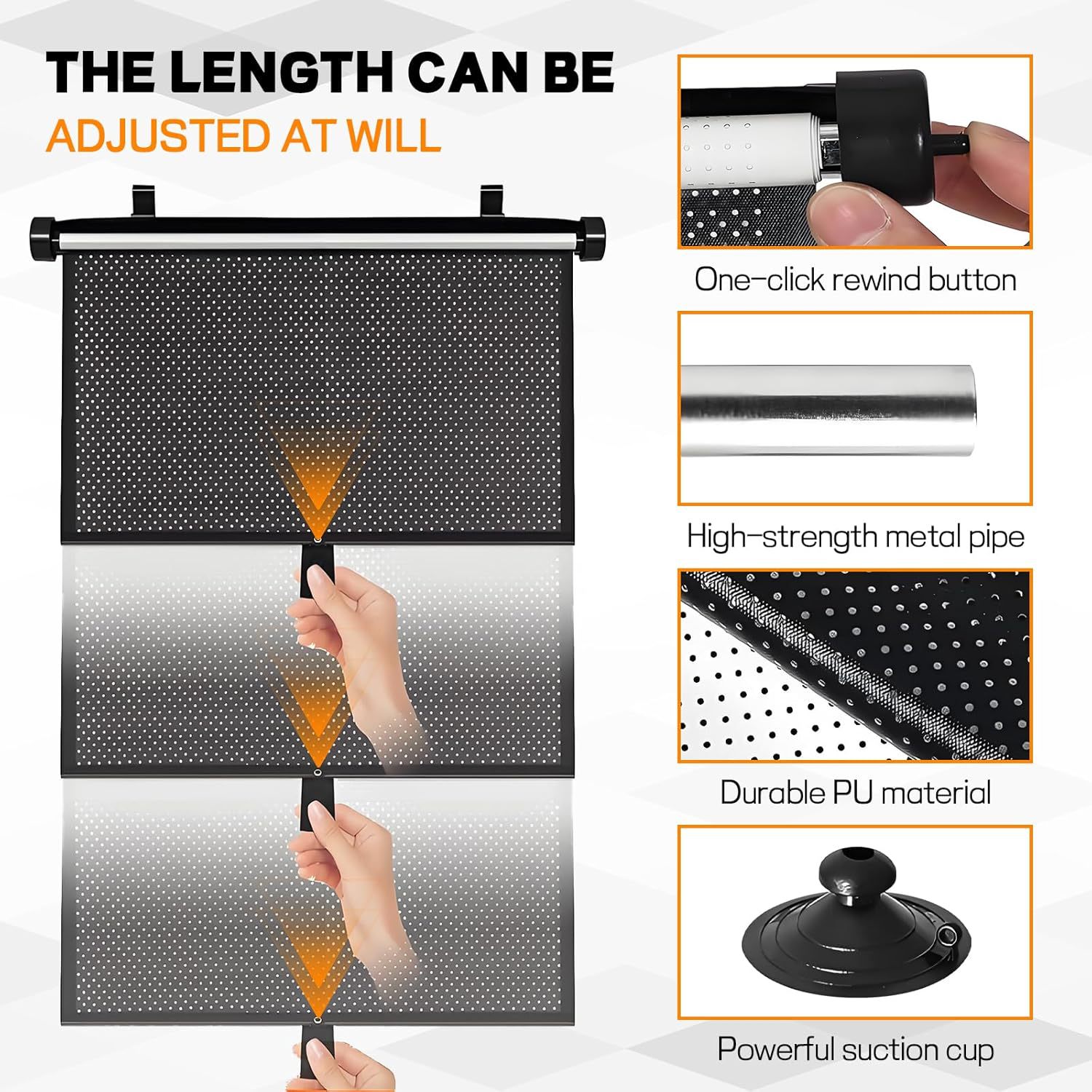Amazon Cross-Border Best-Selling Factory-Selling Retractable Car Window Sunshade Roll-Up Style Suction Cup Sunshade Car Sunshade