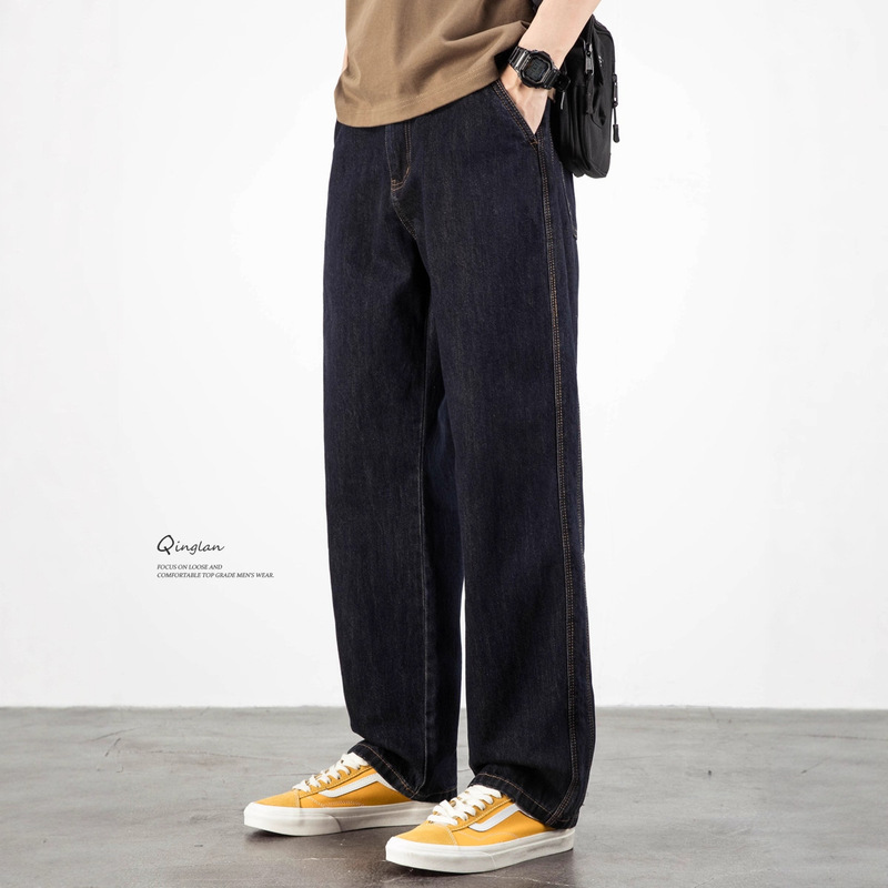 Light Blue Original Color Men's Straight Loose American Style Trendy Casual Jeans Autumn 2026 New Wide-Leg Drapey Pants Light Blue Original Color Men's Straight Loose American Style Trendy Casual Jeans Autumn 2026 New Wide-Leg Drapey Pants